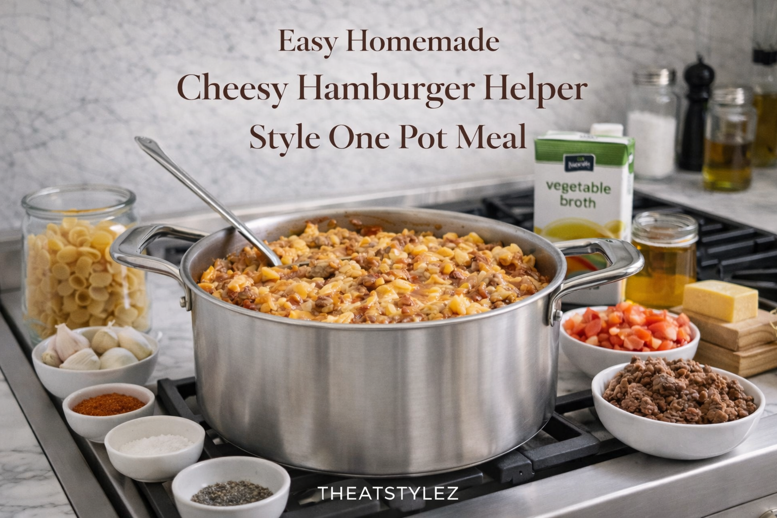 Easy Homemade Cheesy Hamburger Helper Style One Pot Meal